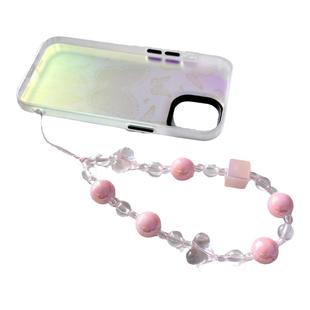 手机链条挂绳小众创意粉色爱心立体珠珠少女心手机壳挂饰ccd耳机套通用链条短款便捷手提手拎手腕链气质女