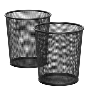 黑色垃圾桶办公室家用大容量不锈钢大号金属废纸篓铁丝网格收纳桶