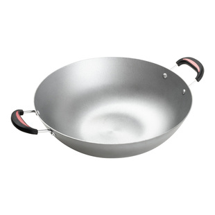 传统大炒锅40CM铸铁锅双耳铁锅生铁平底锅炒菜锅不粘锅无涂层大锅