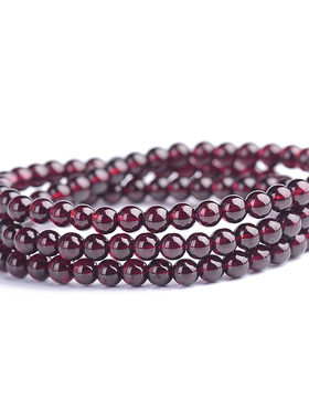 包邮石榴石三圈手链黑云母手腕带