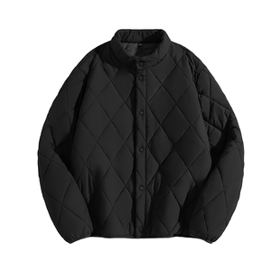 猫人男士棉服冬季美式加厚保暖夹棉上衣男短款立领黑色棉衣外套J