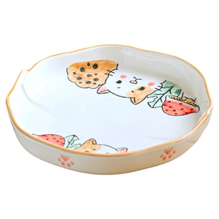 儿童餐盘可爱盘子仪式感早餐盘陶瓷菜盘家用深盘甜品盘餐具ins风