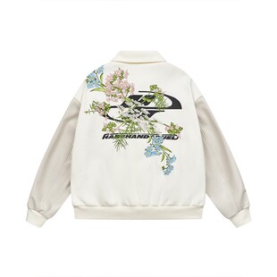 HACR丨harshandcruel 街头花卉logo刺绣满背花卉刺绣棒球服