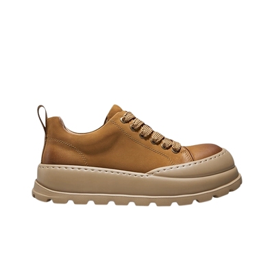 HauttonJeans真皮复古厚底板鞋男