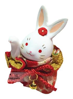 车载摆件锦彩花衣招财兔祈愿兔