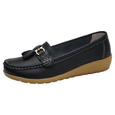 单鞋休闲浅口真皮平底舒适