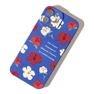 benefit艺术蓝底扶桑花高级感17pro16适用于苹果15手机壳13iphone14promax新款12套11情侣xsmax全包xr硅胶8p