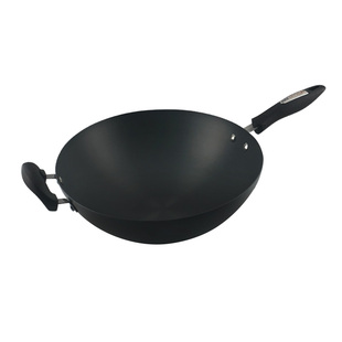 富硒康好嫂子轻便炒锅不生锈无涂层圆尖底燃气炉煤气灶适用3436cm