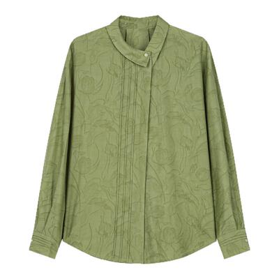 solighter法式不对称提花衬衫