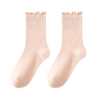 雅鹿袜子女款月子袜产后夏季中筒袜女士木耳花边堆堆袜2026新款