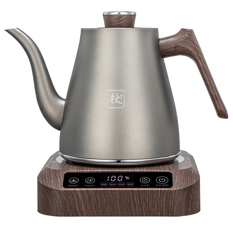 纯钛冰花壶烧水壶黑胡桃木焖茶壶煮茶壶公家用热水底下自动上水