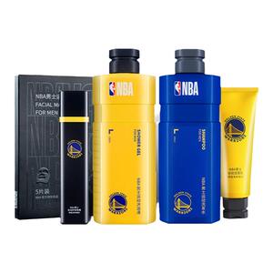 NBA男士专用洗护勇士洁面护肤啫喱洗发水沐浴露面膜5件套装清洁