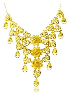 孔雀两用结婚镀金头饰套链