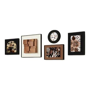 立体挂画黑白抽象砂岩组合客厅沙发中古装饰画餐厅背景墙意式