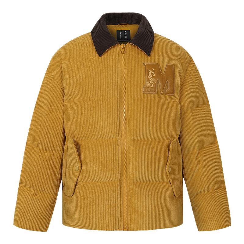 MEDM 90鸭绒灯芯绒翻领拼色休闲羽绒服男女冬季加厚保暖宽松外套