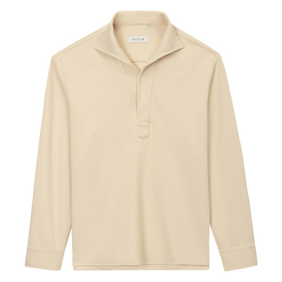 半开襟一片领宽松纯色衬衫