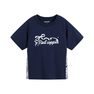 redcopper童装女童2026新款夏季洋气上衣儿童美式字母简单短袖T恤