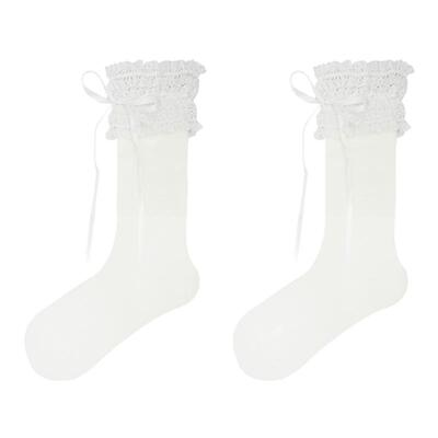蕾丝花边洛丽塔甜美蝴蝶结丝带袜