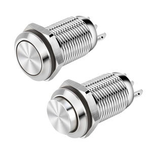 10 12mm抗暴金属按钮开关防水防尘圆形自锁复位微小型开关2A/250V