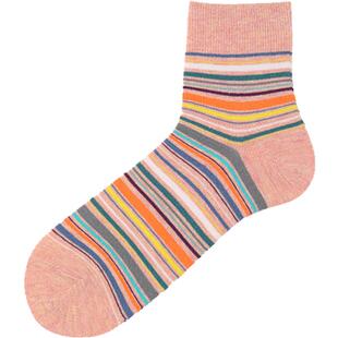 Tabio糖果色条纹袜子男休闲运动日系百搭ins潮袜男士中筒袜男袜
