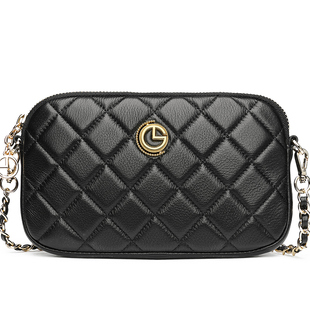 金利来女包2026新款真皮斜挎包时尚小香风菱格链条包女士单肩小包