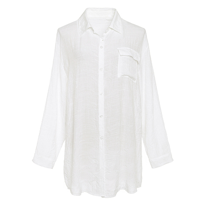 简约休闲宽松轻薄微透白衬衣