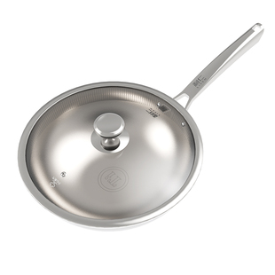 利仁炒锅无涂层纯钛板材炒锅不粘锅电磁炉燃气家用多功能炒菜锅