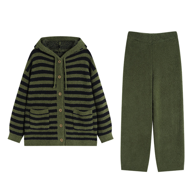 冬季保暖半边绒情侣家居服套装