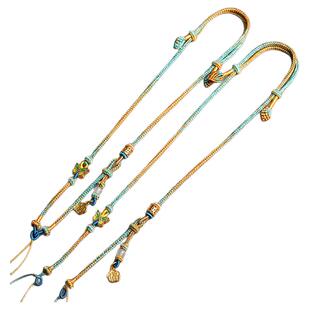 手工八股辫千里江山吊坠挂绳可调节金锁配链蝴蝶福字镀金配件新款