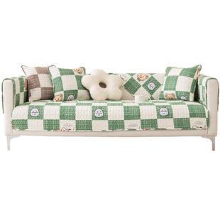 ins风纯棉沙发垫布四季通用防滑简约现代全棉套罩夏季三座一贵妃