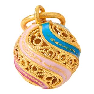 古法沙金镂空小葫芦转金筒小桃花吊坠挂件配件diy项链手链小饰品