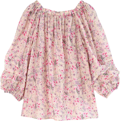 GESGOO宽松真丝棉泡泡袖衬衫