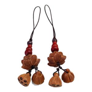 桃木莲花莲蓬挂件车钥匙手机饰品
