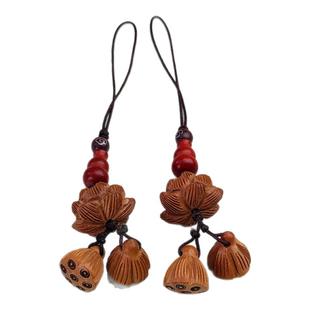 桃木莲花小莲蓬挂件钥匙手机包包饰品简约创意上学走夜路压惊护身