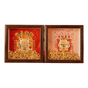 2026马年马上有钱桌面摆件金箔画创意相框饰品企业年会活动小礼品