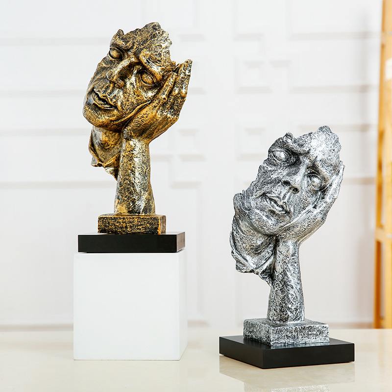 轻奢创意抽象人物不看不玄关听装饰品桌面摆件摆件酒柜书架办公室