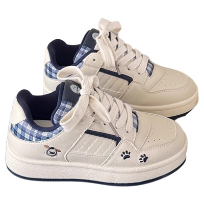 真皮韩系厚底板鞋女款2025新款春秋学生休闲鞋小众百搭面包鞋子