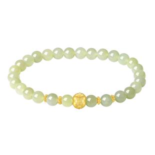 周大生黄金手链和田玉手串足金转运珠骐骥红玛瑙喜柿连连新年礼物