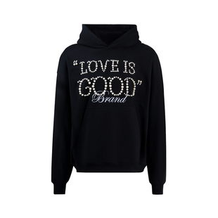 【赵泳鑫同款】GOODBRAND LOVE IS GOOD 珍珠标语连帽卫衣