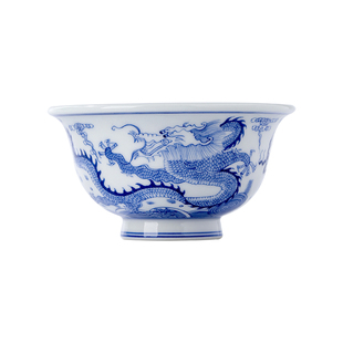 景德镇官方陶瓷釉下青花龙纹压手杯家用主人杯礼盒装男士生日礼物