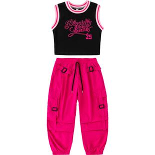 女童爵士舞服装街舞儿童潮服工装裤女孩JAZZ时髦走秀炸街演出服夏