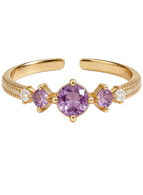 B紫橄榄绿宝石戒指女小众设计