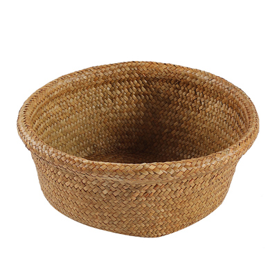 天然草编水果盘日式家用零食杂物收纳筐水果面包篮毛线球筐