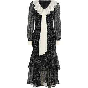 从那以后法式连衣裙长袖波点长裙早秋裙子高级感碎花裙女秋季新款