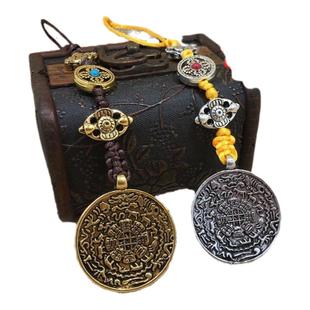 文殊九宫八卦牌西藏纪念品腰牌十二生肖吊坠项链挂绳件饰民族风