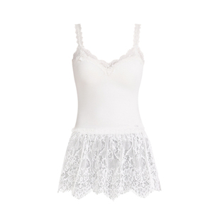 Kroche  浪漫蕾丝 拼接设计 蕾丝发热纤维带胸垫吊带内搭上衣