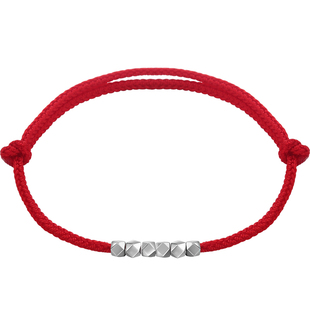 老银匠s925银碎银红绳手链女纯银编织本命年编织绳情侣男好运手绳