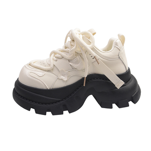 超火松糕厚底老爹鞋女小个子增高2026新款爆款春季白色运动休闲鞋