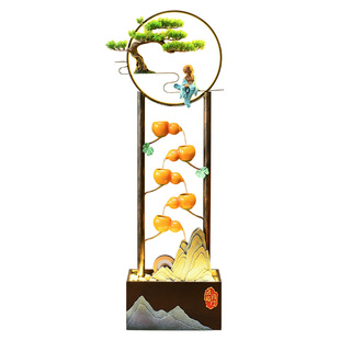 风水轮流水摆件循环水客厅电视柜玄关落地装饰品招财乔迁开业礼物