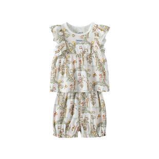 Domiamia儿童家居服女童睡衣透气背心分体套装女宝宝夏天薄款衣服